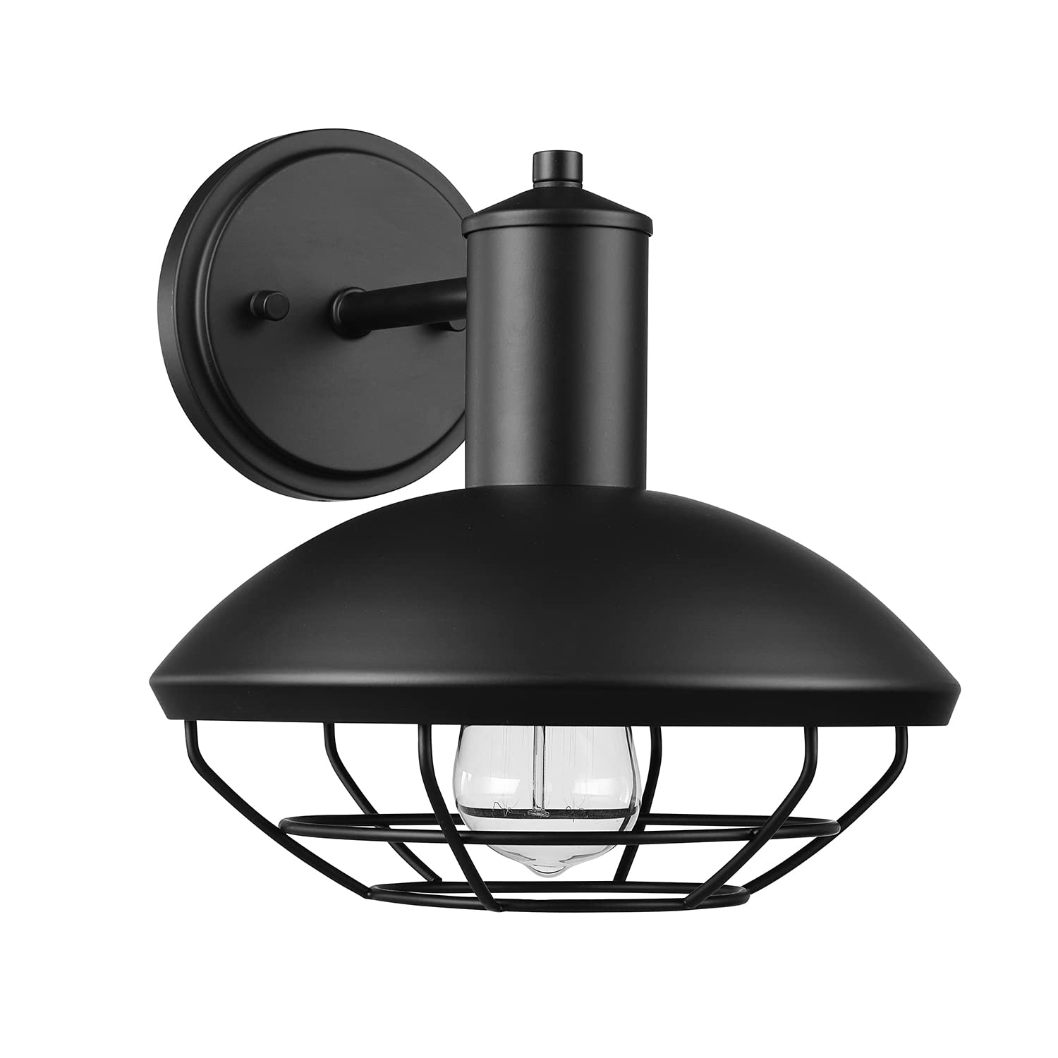 Modern Farmhouse Wall Sconce, Matte Black, 12 x 11 x 9 inches, Indoor/Outdoor, Kitchen, Porch Decor, 60W Bulb