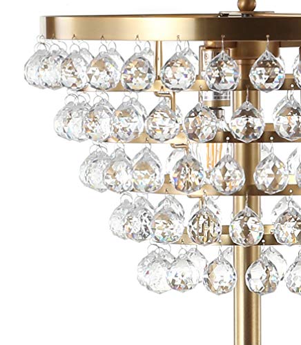 60" Crystal/Metal LED Floor Lamp, Contemporary, Modern, Transitional, Elegant, Office, Living Room, Family Room, Dining Room, Bedroom, Hallway, Foyer, Brass Gold/Clear