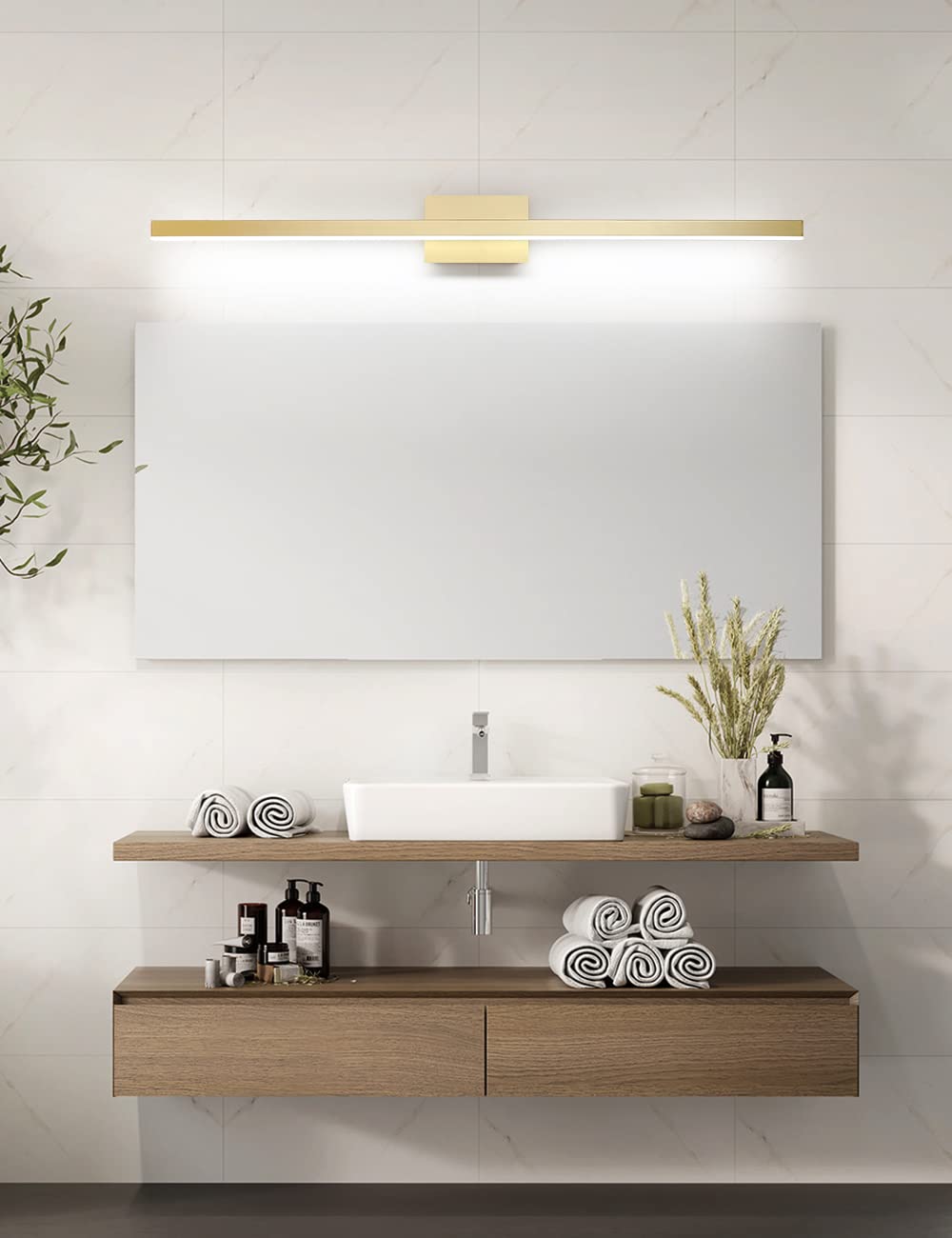 Joossnwell LED Bathroom Vanity Lighting Fixture Modern Bath Light Bar 15.75inch Black Wall Sconce 12W 4000K