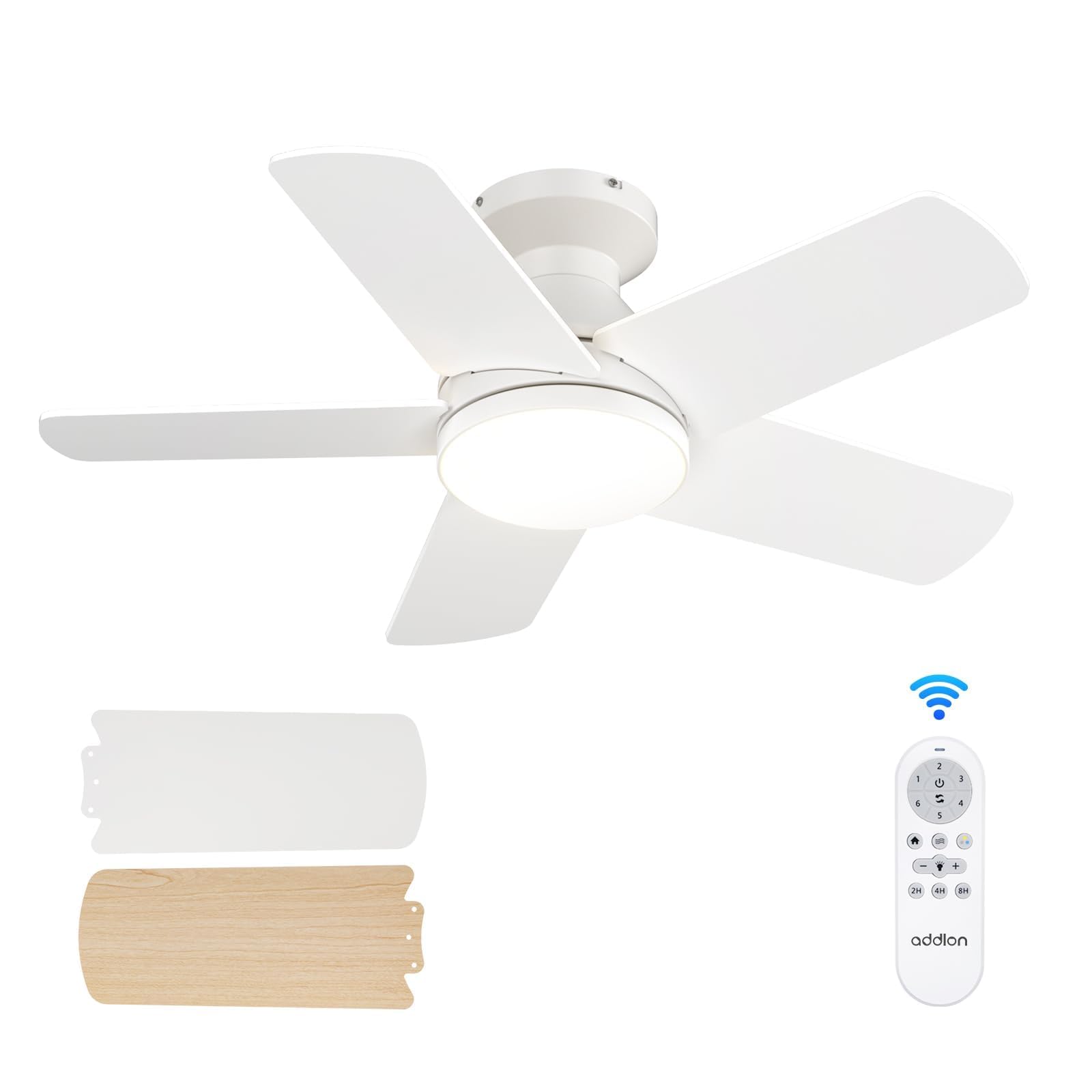 Ceiling Fans with Lights, 42 Inch Low Profile Ceiling Fan with Light and Remote Control, Flush Mount, Reversible, 3CCT, Dimmable, Quiet, Black Small Ceiling Fan for Bedroom Indoor/Outdoor Use