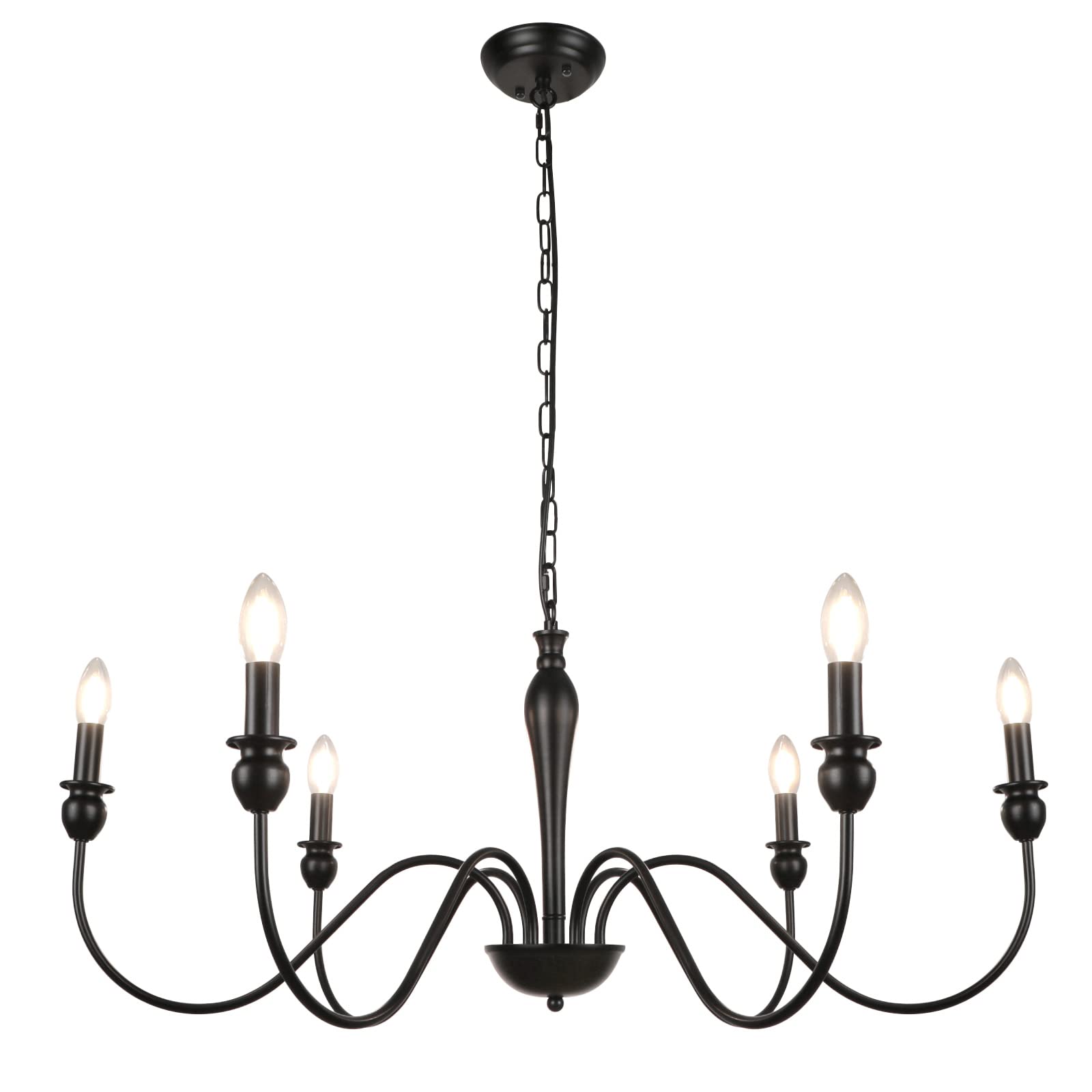 Black Chandelier Farmhouse Dining Room Light Fixture, 8 Lights 36.6 Inch Rustic Industrial Iron Hanging Chandeliers for Entryway Foyer Living Room Bedroom