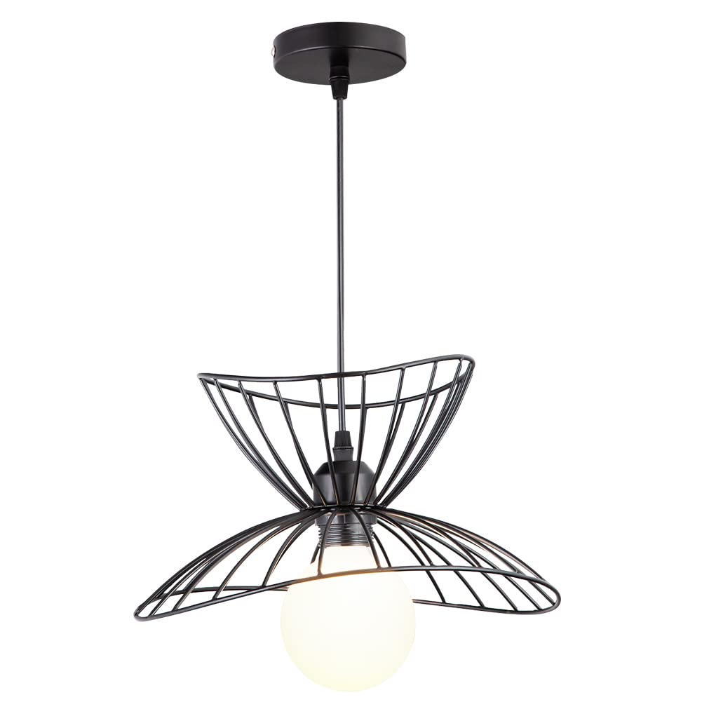 Modern Black Pendant Light Over Kitchen Island, Adjustable Wood Hanging Light Fixture,Industrial Pendant Lighting for Dining Room,Living Room,Bedroom,Hallway,Kitchen,Bar