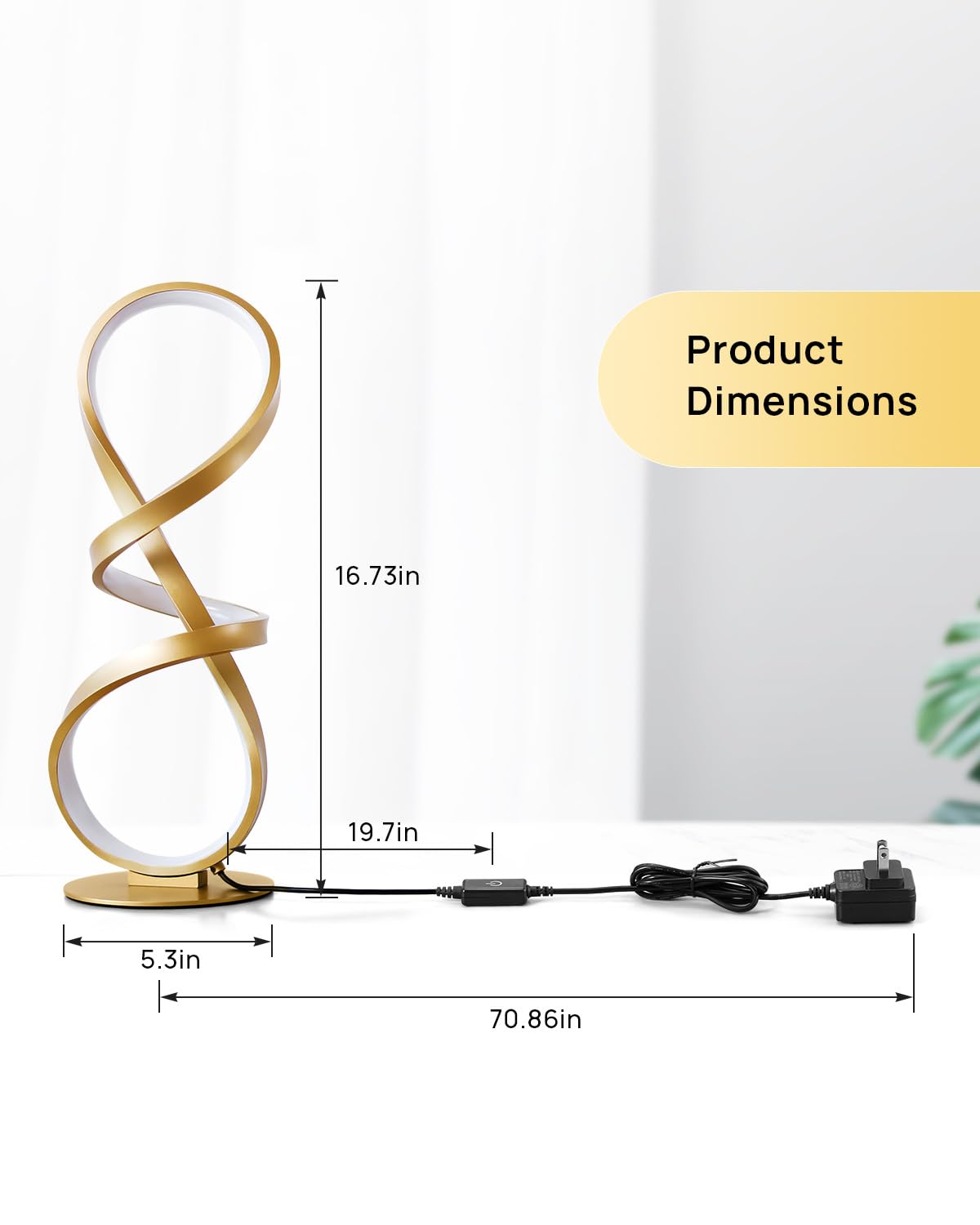 Modern Desk Lamp, LED Touch Dimmable Spiral Table Lamp, 3 Color Temperature Contemporary Nightstand Lamp, Unique Bedside Lamp for Living Room, Bedroom, Cool Lamps for Ideal Gift, Gold