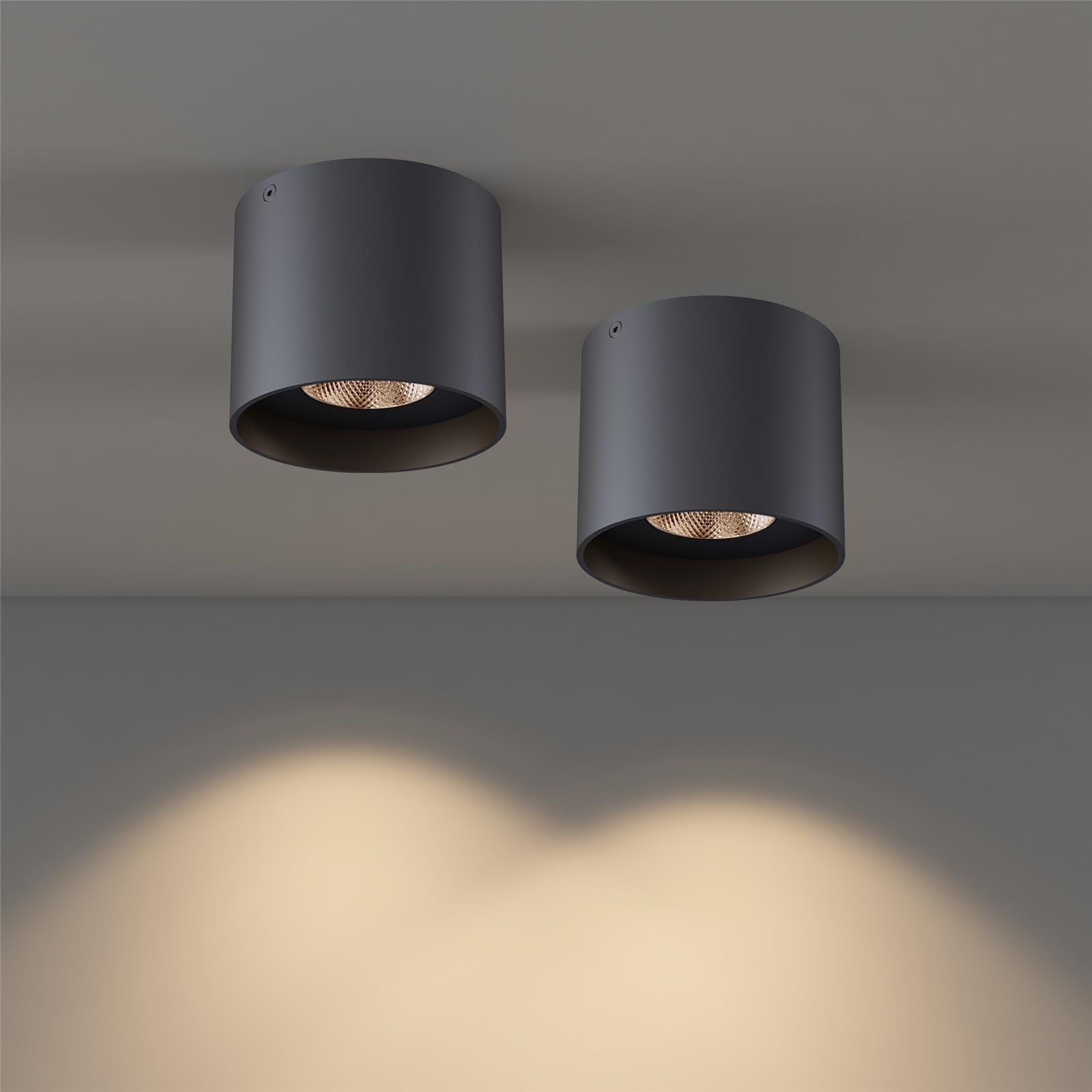 Ceiling Light Fixture, Flush Mount Ceiling Lights LED Dimmable Cylinder Ceiling Light Spot Light for Living Room Hallway Kitchen Dining Room Foyer 3000K 14.5W (Black)