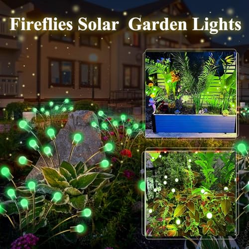 6-Pack Solar Garden Lights, 48 LED Firefly Lights Solar Outdoor (Sway by Wind), Waterproof Swaying Solar Lights for Outside Fairy Garden Decor Yard Patio Pathway Landscape Decorations (Warm White)