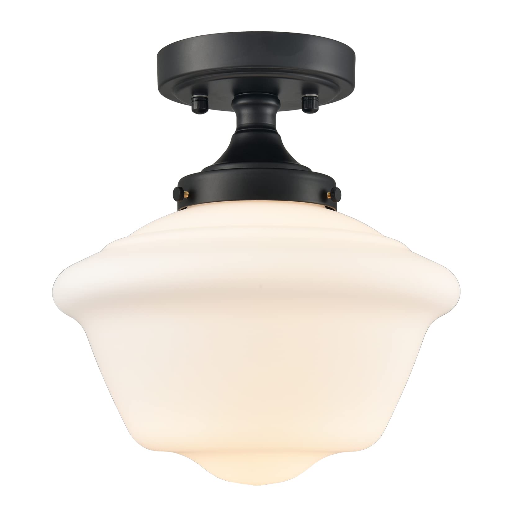 Gold Semi Flush Mount Ceiling Light Modern Schoolhouse Ceiling Light Fixture Milk Glass Flush Mount Ceiling Light for Hallway Bedroom Kitchen Living Room, 10 Inches