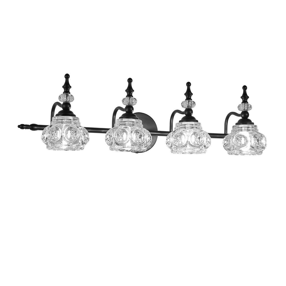 Industrial 1-Light Bathroom Vanity Light Fixture, Black Wall Source with Glass Shade, Rust-Proof and Durable, Using G9 Bulbs for Bedroom, Bathroom, Living Room