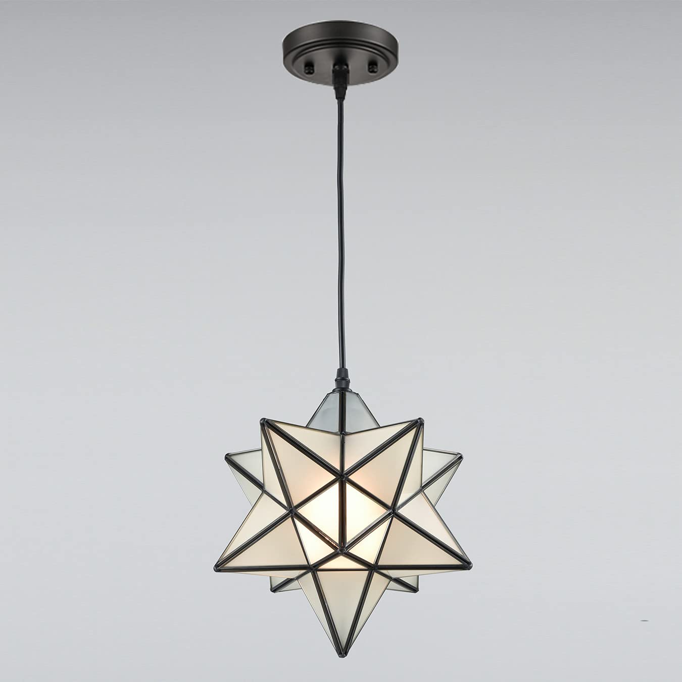 Modern Moravian Star Gold Finish Pendant Light Clear Glass Hanging Brass Star Lights Fixture 11''