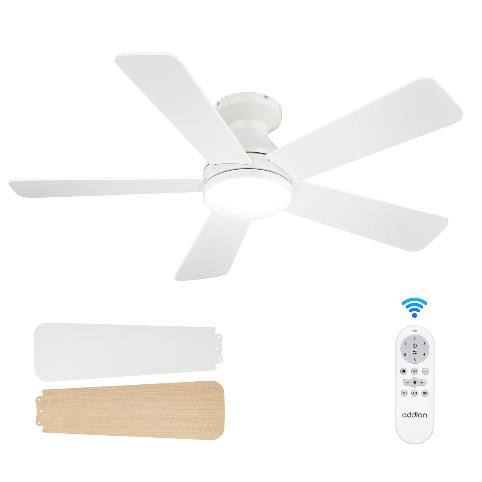 Ceiling Fans with Lights, 42 Inch Low Profile Ceiling Fan with Light and Remote Control, Flush Mount, Reversible, 3CCT, Dimmable, Quiet, Black Small Ceiling Fan for Bedroom Indoor/Outdoor Use