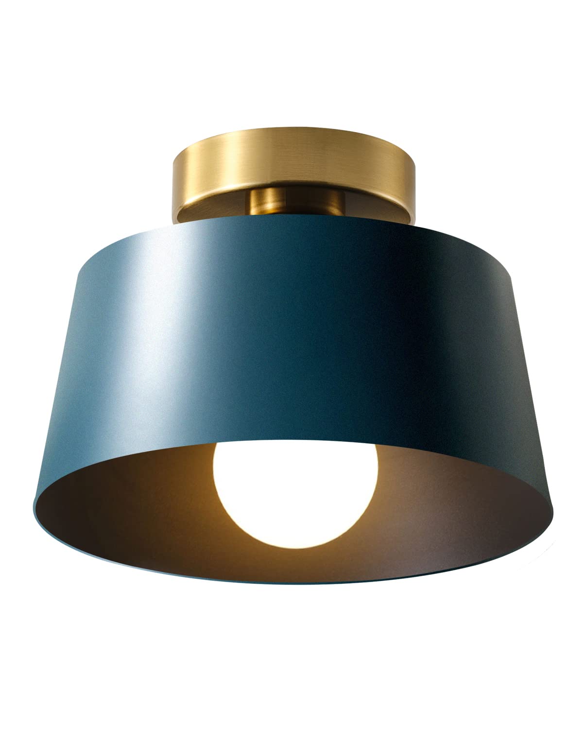 Ceiling Light Fixture, Hallway Ceiling Light with Gold Plate and Matte Black Shade, Modern Simple Style Porch Light Fixtures Semi Flush Mount (Black)