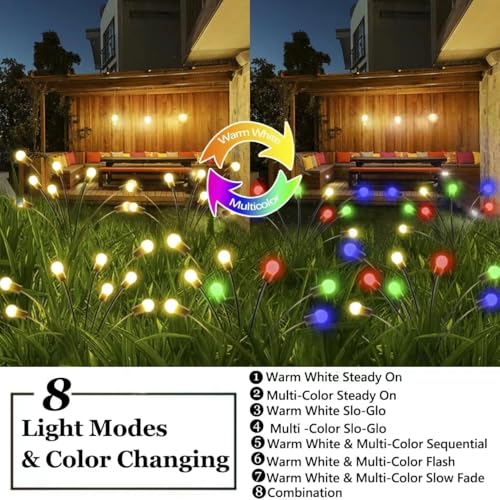 6-Pack Solar Garden Lights, 48 LED Firefly Lights Solar Outdoor (Sway by Wind), Waterproof Swaying Solar Lights for Outside Fairy Garden Decor Yard Patio Pathway Landscape Decorations (Warm White)