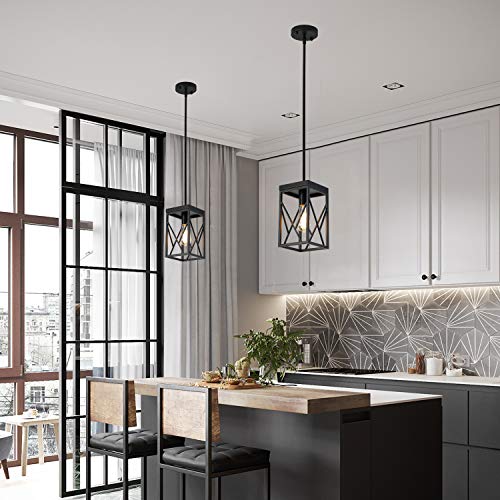 Fivess Lighting Modern Gold Pendant Light with Metal Cage, One-Light Adjustable Rods Mini Pendant Lighting Fixture for Kitchen Island Cafe Bar Farmhouse