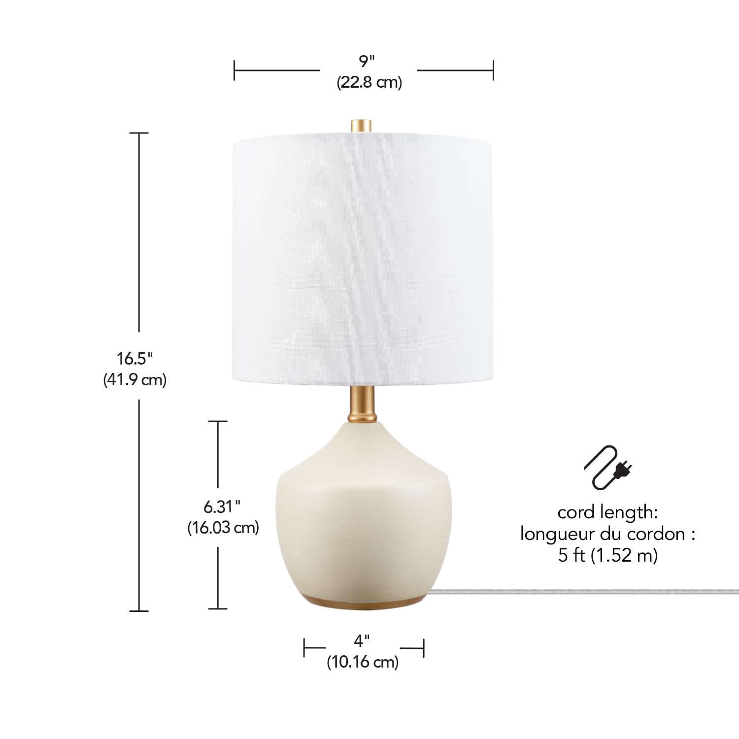 Ceramic Table Lamp, Soft Beige Finish, White Linen Shade, On/Off Rotary Switch on Socket, Table Lamp for Living Room, Home Décor, Lamps for Bedroom, Room Décor