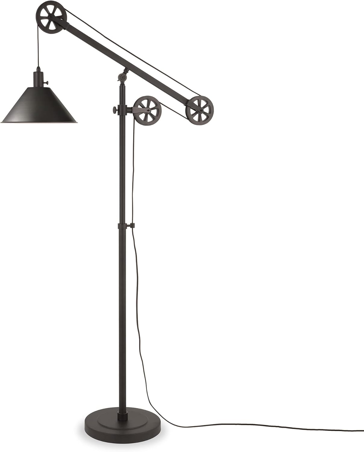 Floor Lamp with Metal Shade in Blackened Bronze/Blackened Bronze, Floor Lamp for Home Office, Bedroom, Living Room