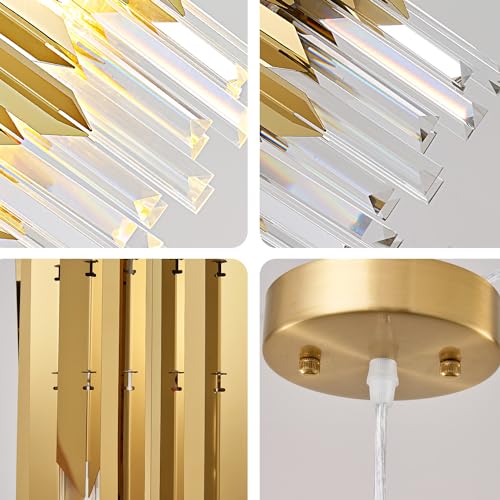 Modern Crystal Gold Pendant Light Fixtures for Kitchen Island Luxury Gold Chandelier Perfect for Dining Room, Bedroom, Kitchen, Living Room