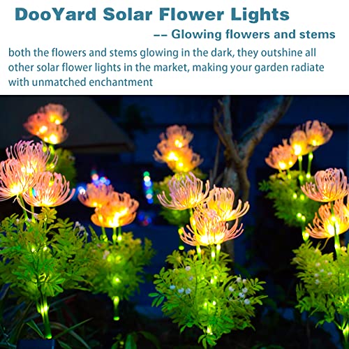 Solar Garden Lights, Solar Flowers Lights with Glowing Flowers & Stems, Upgraded Solar Panel, Solar Lights Outdoor for Garden Decoration,Yard Decor and Gift for Mother (2 Pack)