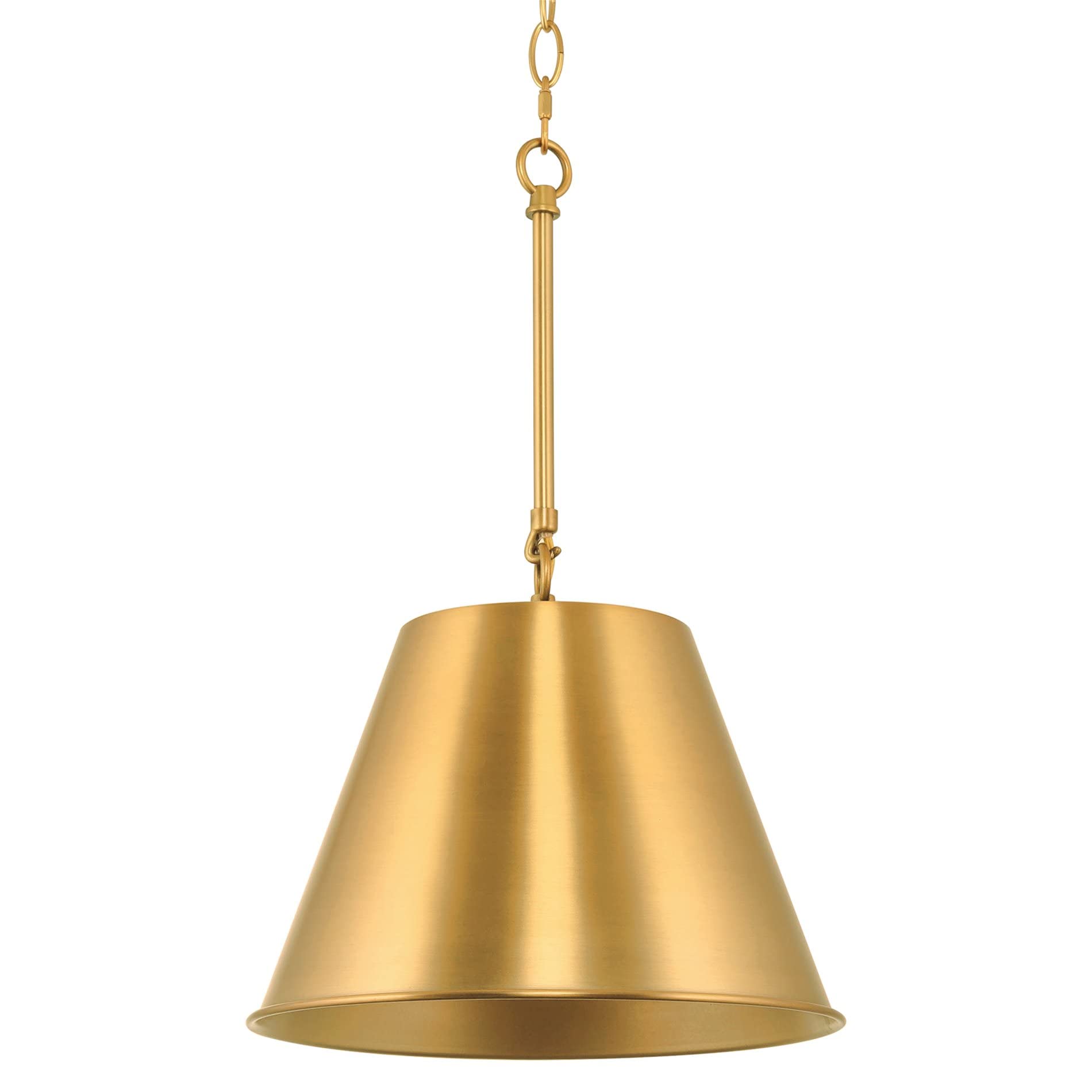 Modern Industrial Pendant Light + Metal Empire Shade, Adjustable Hanging Height, Warm Brass Finish