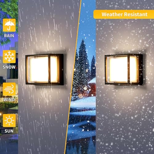 18W Modern Outdoor Lights for House, Front Porch Lights, Exterior Wall Mount Light Fixtures 3000K, Outdoor Patio LED Lights Waterproof, Aluminium Black Warm White