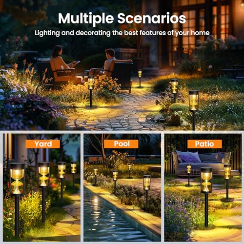 Solar Pathway Lights 10 Pack, Outdoor Solar Lights Waterproof, Path Lights Solar Powered for Walkway Driveway Yard Patio Lawn Garden Decor (Warm White)