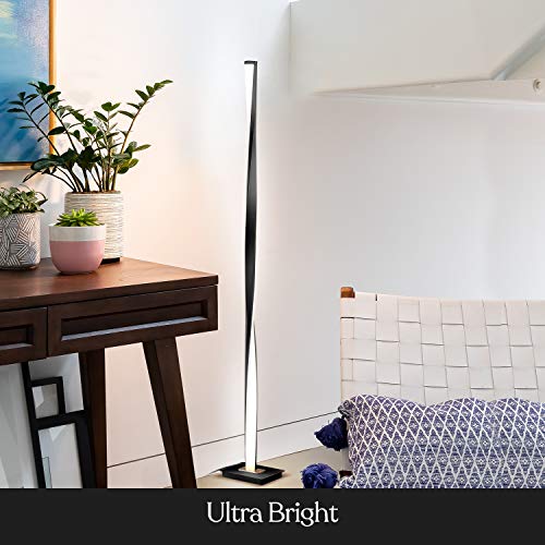 LED Bright Floor Lamp for Living Rooms & Bedrooms, 48" Tall Pole Lamp, Dimmable Standing Lamp - Platinum Silver