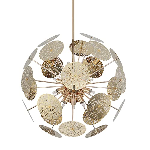 Lighting 12-Light Modern Sputnik Chandelier Gold with Bulbs, Adjustable Rods Globe Pendant Lighting Fixture for Dining Room Kitchen Island Foyer Farmhouse