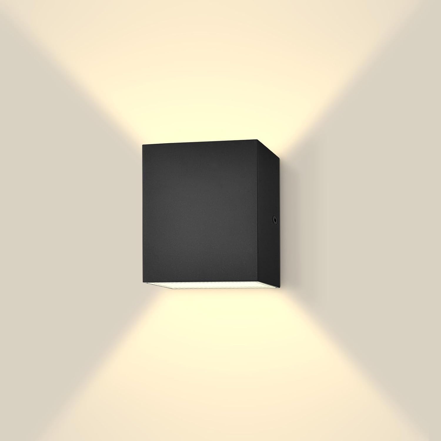 Square LED Up and Down Wall Sconce, Metal, 5CCT 2700K | 3000K | 3500K | 4000K | 5000K, Modern Indoor and Outdoor Wall Light, 15W, 1000LM, IP65 Waterproof, ETL - Black