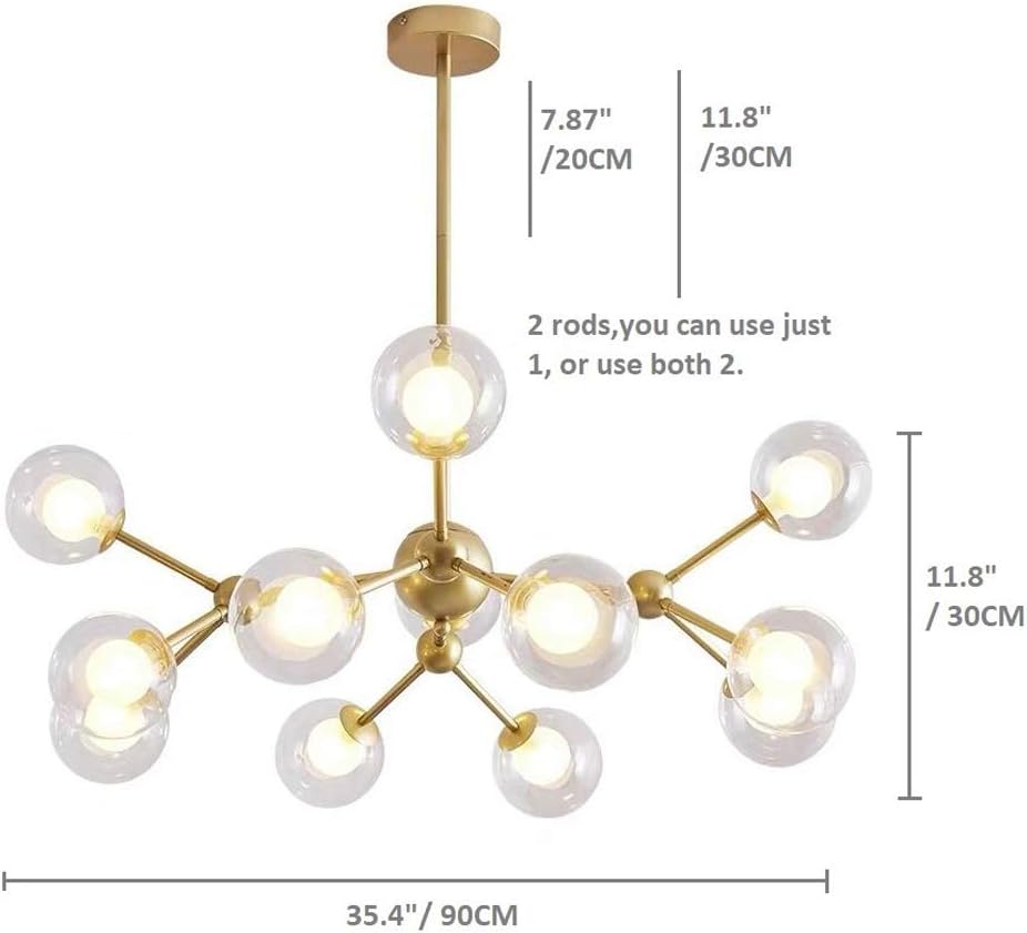 Chandelier,Gold Light Fixture for Bedroom,12-Light Ceiling Light Fixture for Dining Room,Living Room,Kitchen