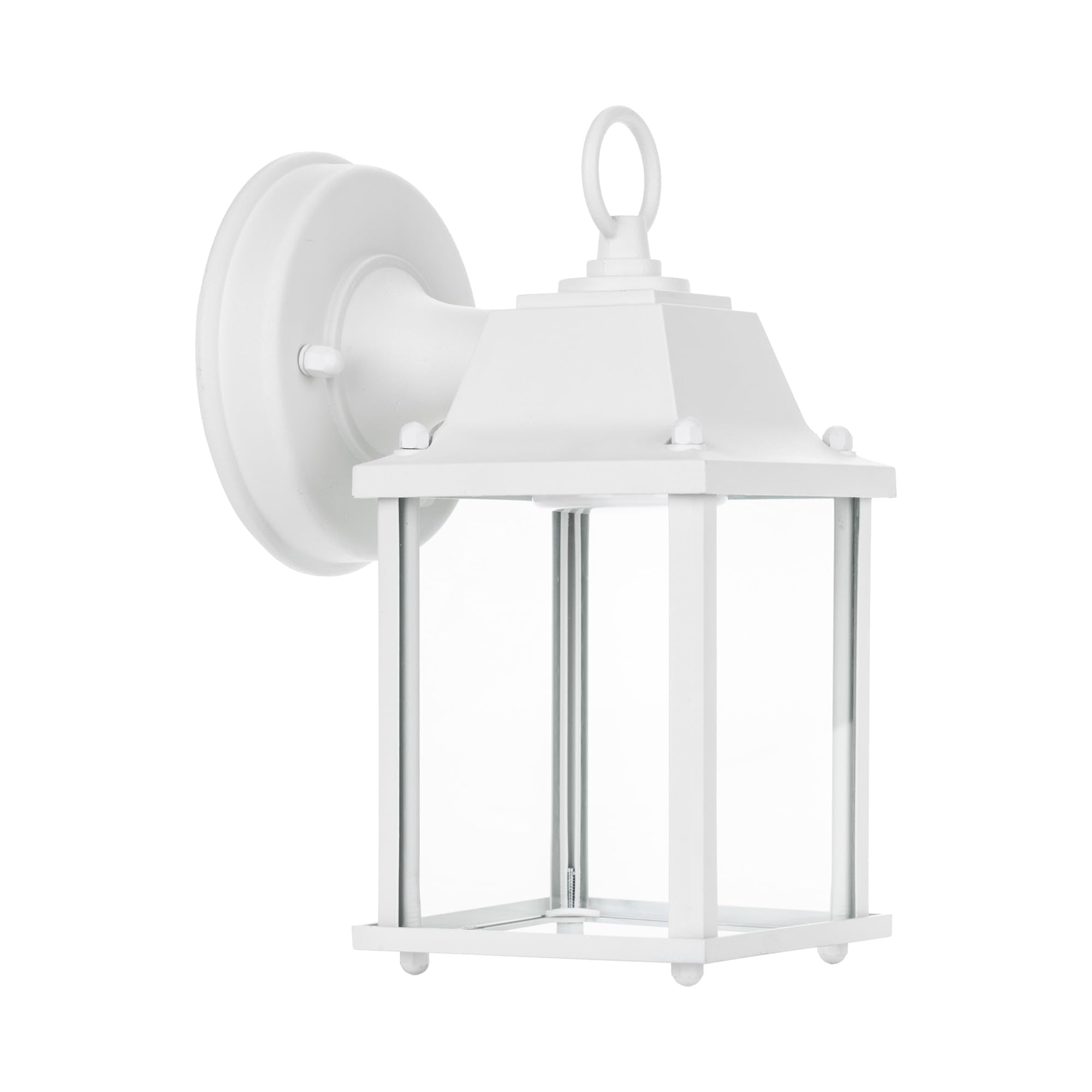 Outdoor LED Wall Lantern, Wall Sconce as Porch Light, 9.5W 800 Lumen, Aluminum Housing Plus Glass, 5000k-Matte White Finish, 2-Pack