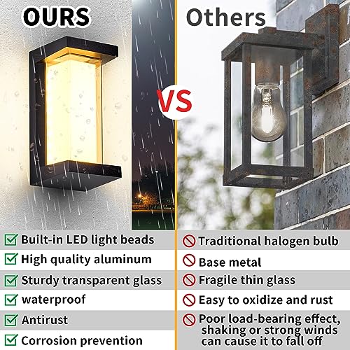 18W Modern Outdoor Lights for House, Front Porch Lights, Exterior Wall Mount Light Fixtures 3000K, Outdoor Patio LED Lights Waterproof, Aluminium Black Warm White