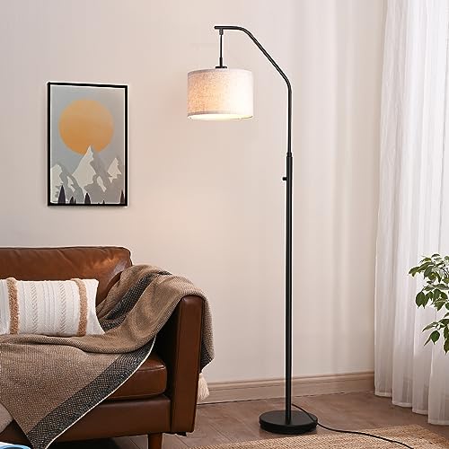 Modern Arc Floor Lamp, Corner Lamp for Living Room, Minimalist Standing Tall Arched Light with Adjustable Line Lampshade, Bedroom, Home Office, Simple Design Farmhouse Style (Bronze)