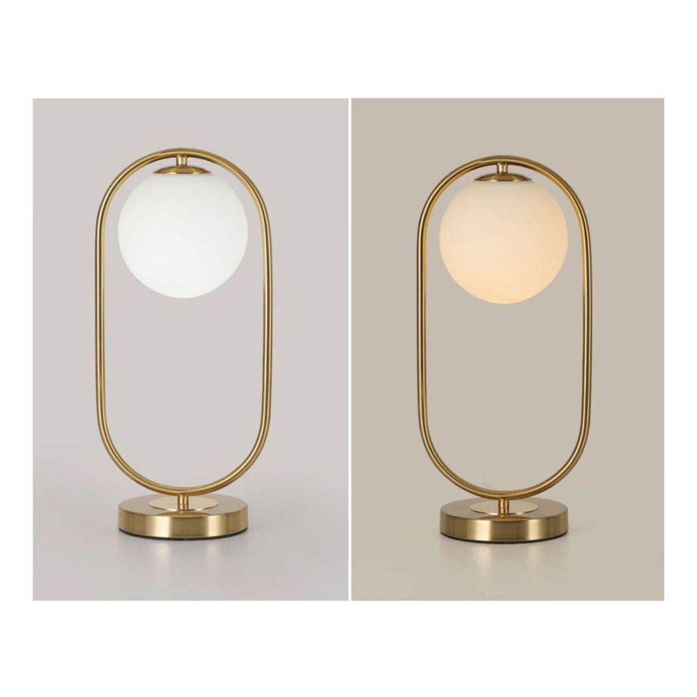 Modern Bedside Night Lamp Mini Gold Table Light Metal Brass Finished Bedside Desk Lamp with Milky White Shade for Living Room Bedroom (Bronze, Oval)