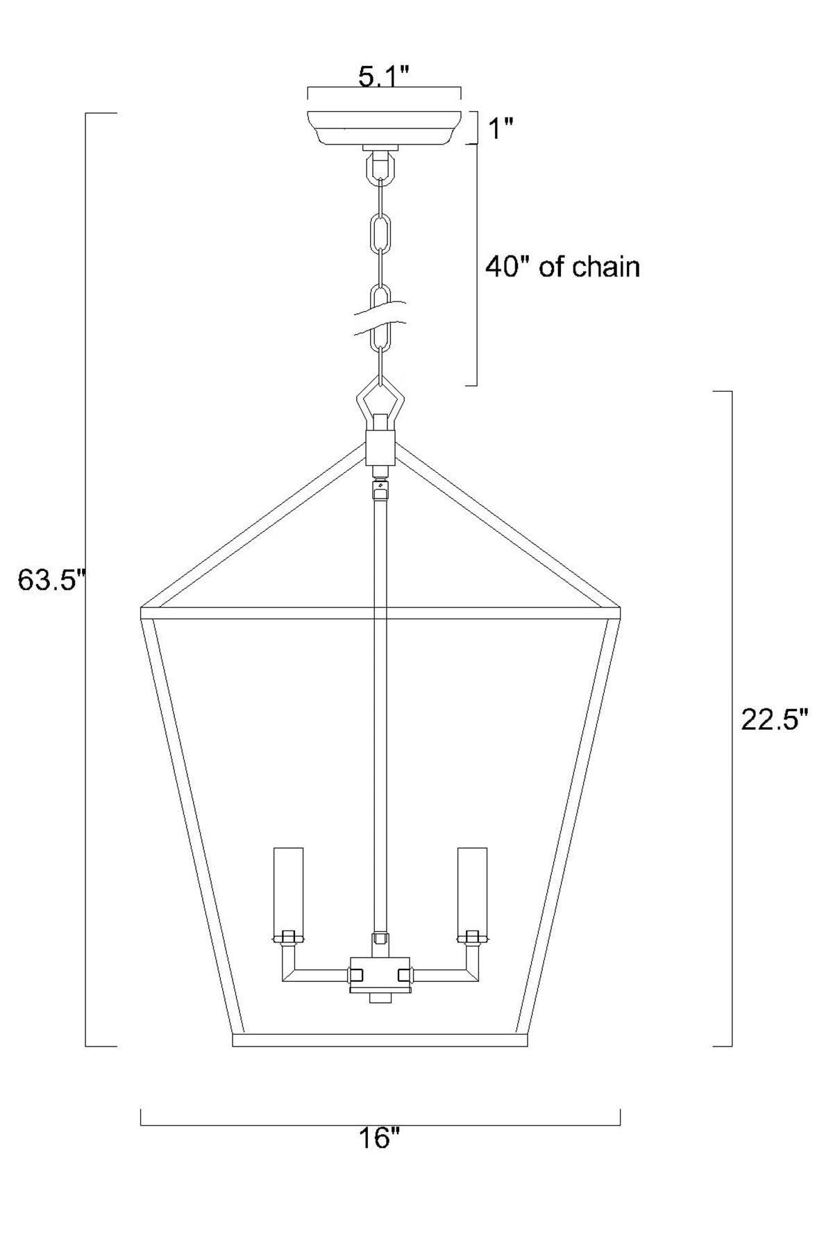 4-Light Gold Lantern Cage Pendant Light, 16 in. Adjustable Height Lantern Chandelier, Ceiling Hanging Light Fixtures E26 Bulbs for Kitchen Island Dining Room Foyer