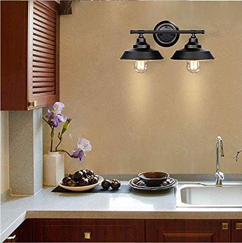 Industrial Wall Light Fixture Farmhouse Rustic Wall Sconce, Vintage Wall Mounted Vanity Light for Bathroom, Bedroom, Living Room, Kitchen, Oil Rubbed Bronze (2-Light)