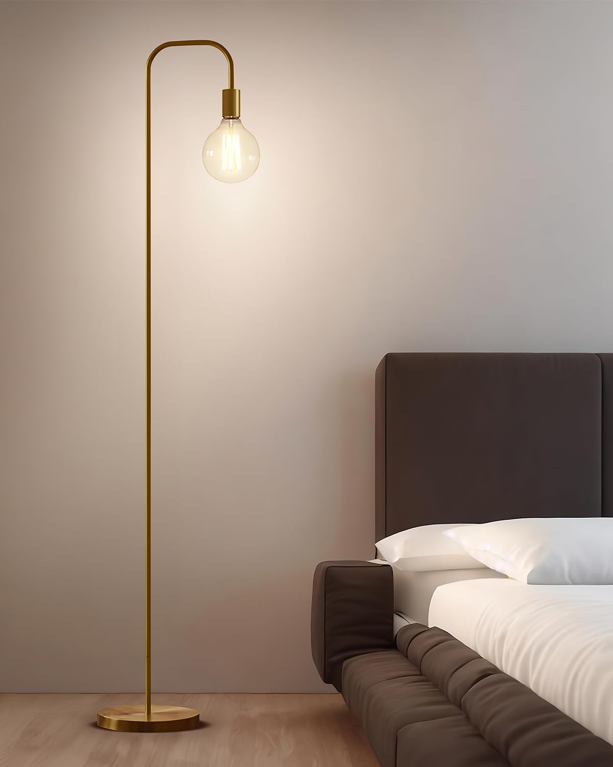 63.75'' Industrial Antique Brass Gold Minimalist Floor Lamp for Living Room, Bedroom and Office