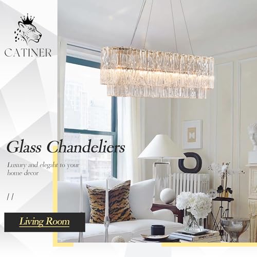 Modern Gold Chandeliers,20” Crystal Glass Pendant Ceiling Light Fixtures 7-Light Round Chandelier Luxury 2 Tiers Hanging Chandelier for Dining Room Foyer Living Room Bedroom