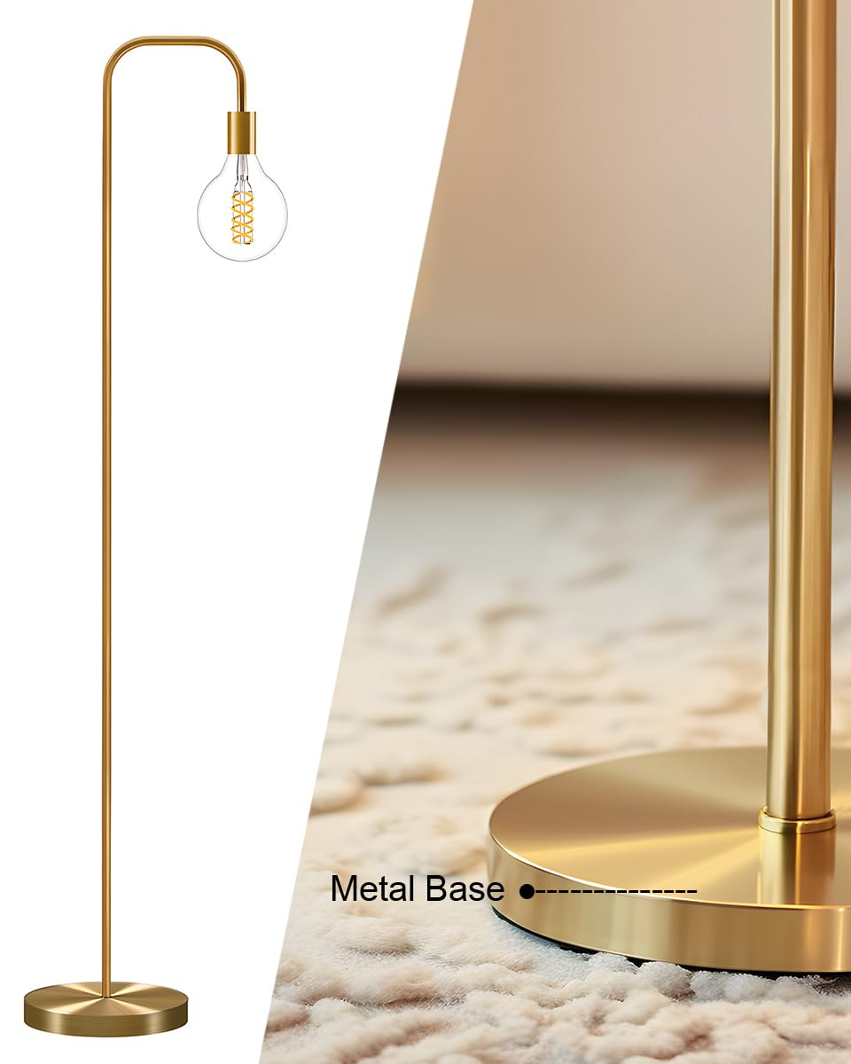 63.75'' Industrial Antique Brass Gold Minimalist Floor Lamp for Living Room, Bedroom and Office