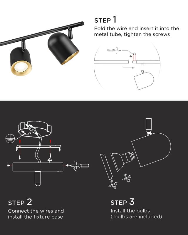 44" Adjustable LED Track Light - 4000K Gold Ceiling Track Lighting Fixture, 350° Rotatable | Modern Kitchen Track Lights | Versatile LED Track Lighting Kit, 4FS78TL-5 BG