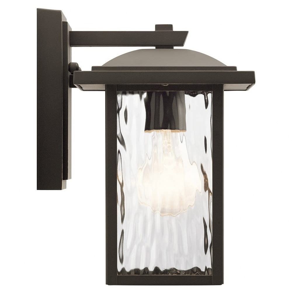 10.25" Outdoor Wall Light in Black, 1-Light Exterior Wall Sconce Porch Light with Clear Water Glass, (10.25" H x 6.5" W), 49924BKT