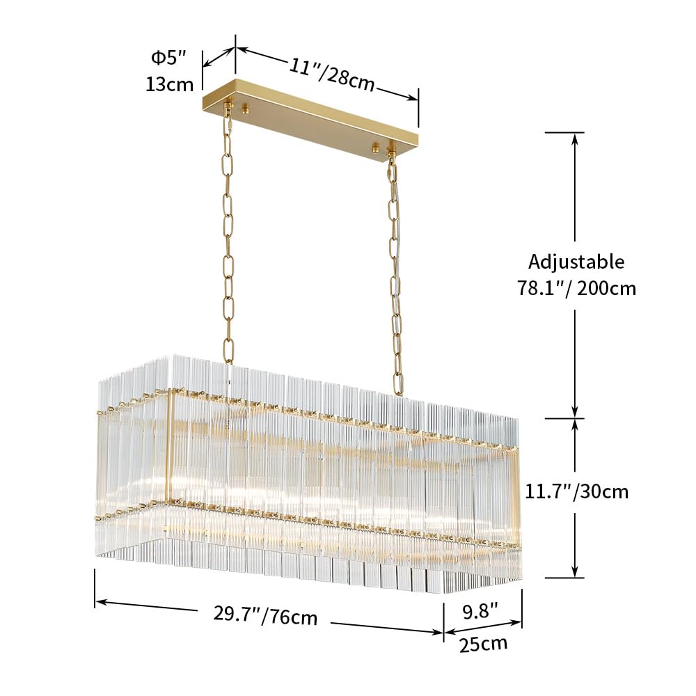 Saint Mossi 21032 Drum Chandelier Light Fixture, Doule Layer Middle Century Modern Design, with 5-Light, D18 x H10, Adjustable 59" Chains, Ripple Glass Shade & Gold Finish Metal Frame