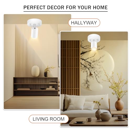 LED 2 Light Track Lighting Kit, Black 2 Way Ceiling Spot Lighting, Flexibly Rotatable Light Head for Kitchen, Living Room, Bedroom, GU10 Bulb Not Included