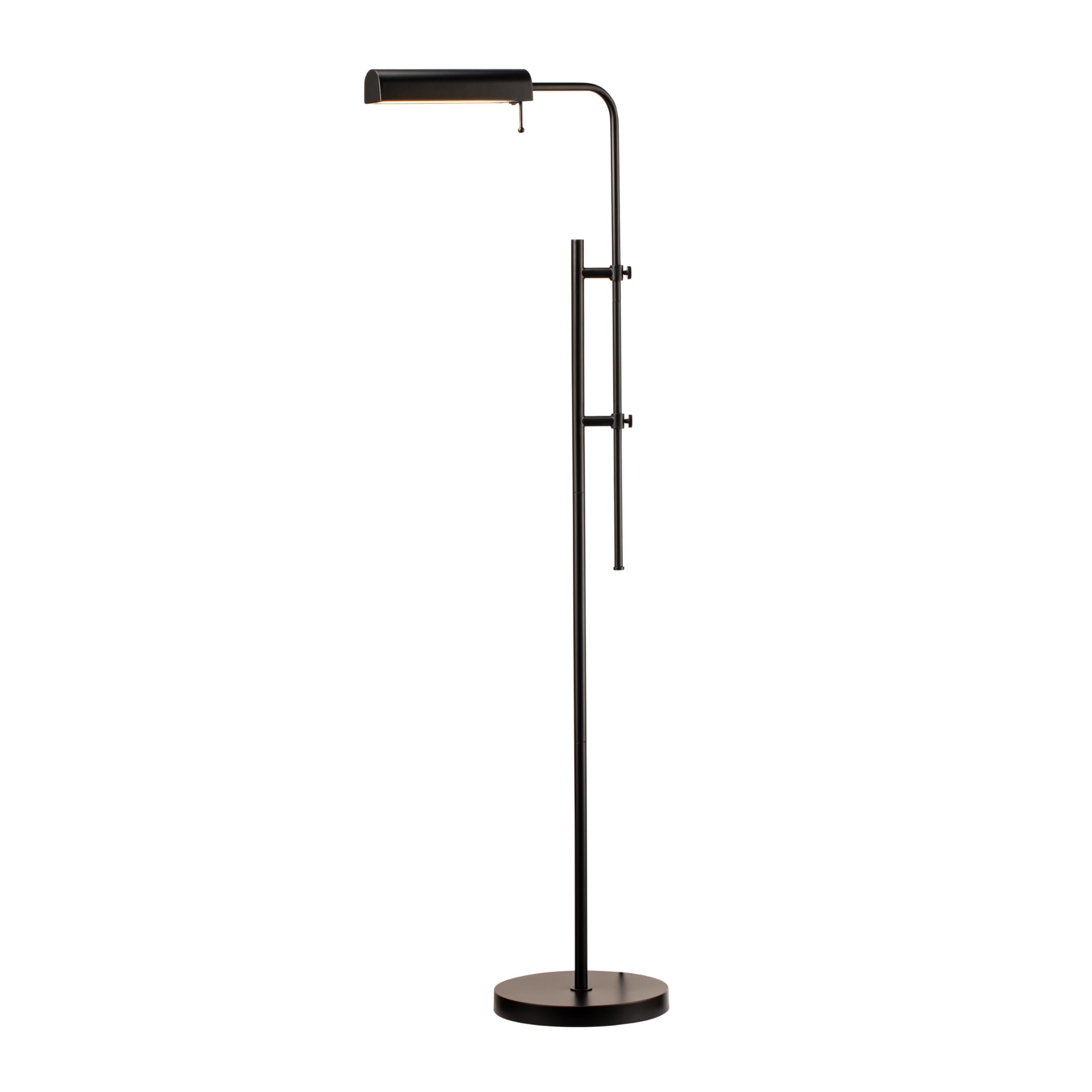 Cedric Adjustable Pharmacy Floor Lamp - Industrial Design for Reading, Crafting, Work - 10W LED, Height 45-61 inches - Ideal for Living Room, Bedside, Office - Antique Nickel