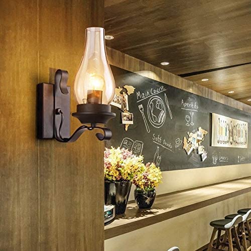 Rustic Wall Sconce Vintage Farmhouse Wall Light Fixtures Industrial Glass Wall Lamp for Cabin Bedroom Living Room Hallway Fireplace (2PCS)