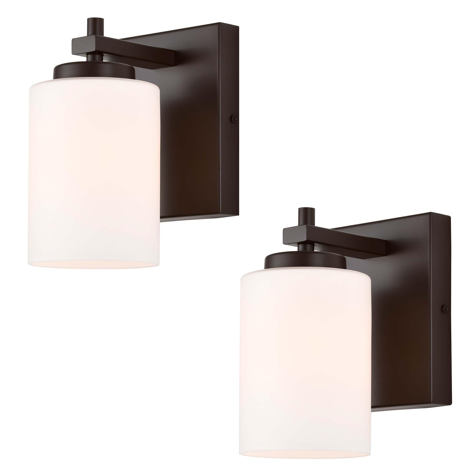 1 Light Bathroom Vanity Light Fixture, Farmhouse Single Sconce with Frosted White Glass Shade, Bronze