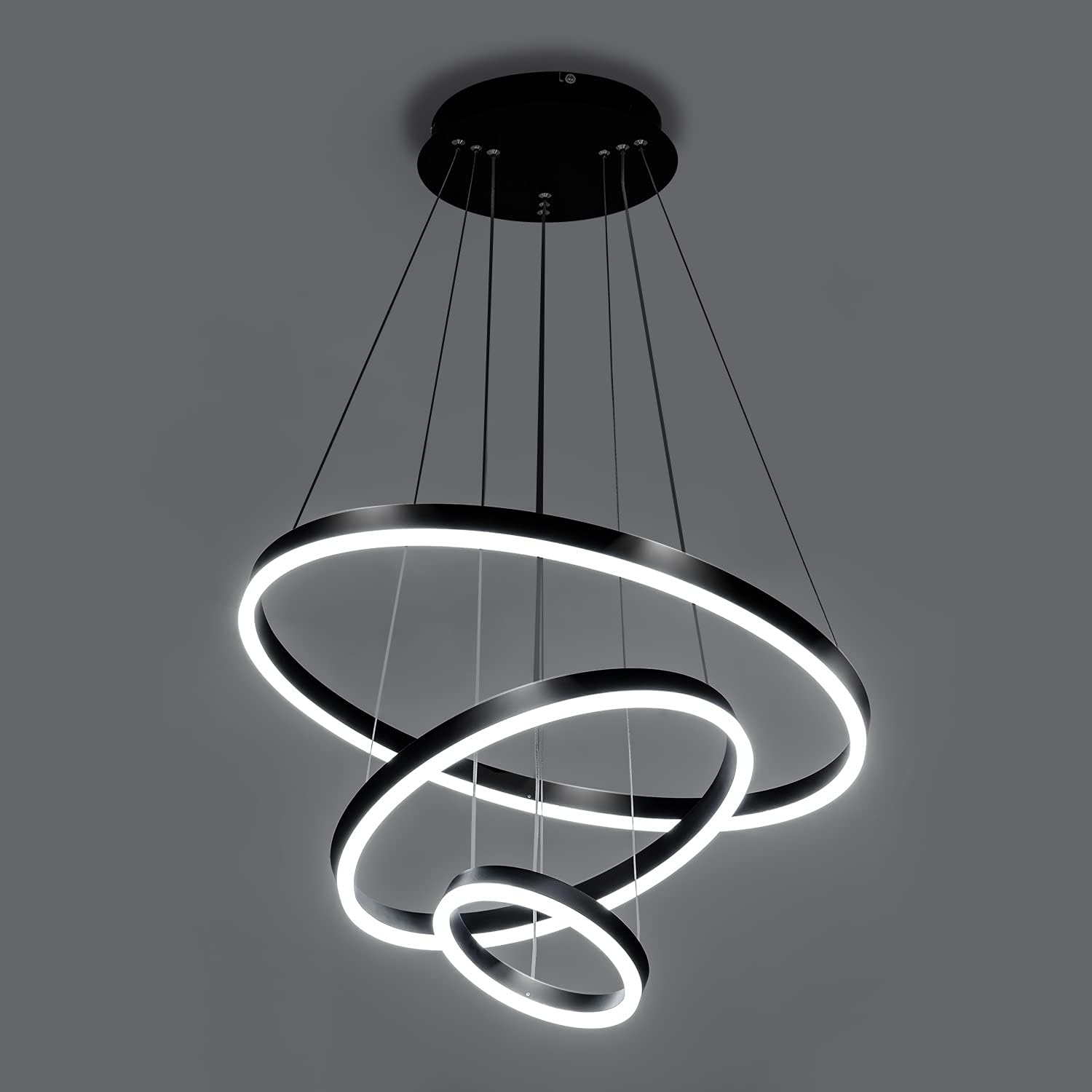 Dimmable Modern LED Chandelier for Kitchen Island Round Pendant Light, Flush Mount Modern Simple Irregular Ring Pendant Light Fixture for Bedroom, Living Room, Dining Room, 4000K(15W)…