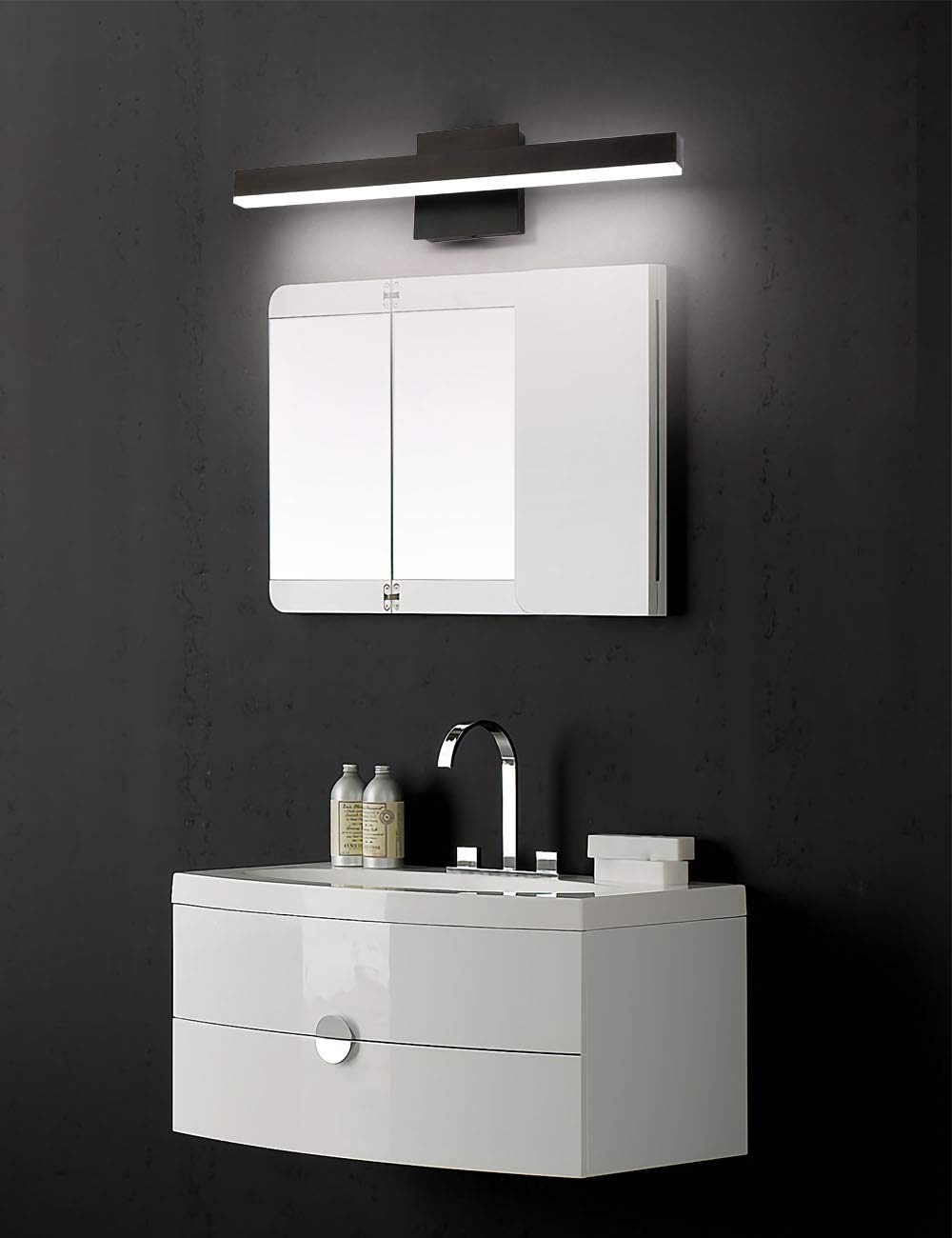 Joossnwell LED Bathroom Vanity Lighting Fixture Modern Bath Light Bar 15.75inch Black Wall Sconce 12W 4000K