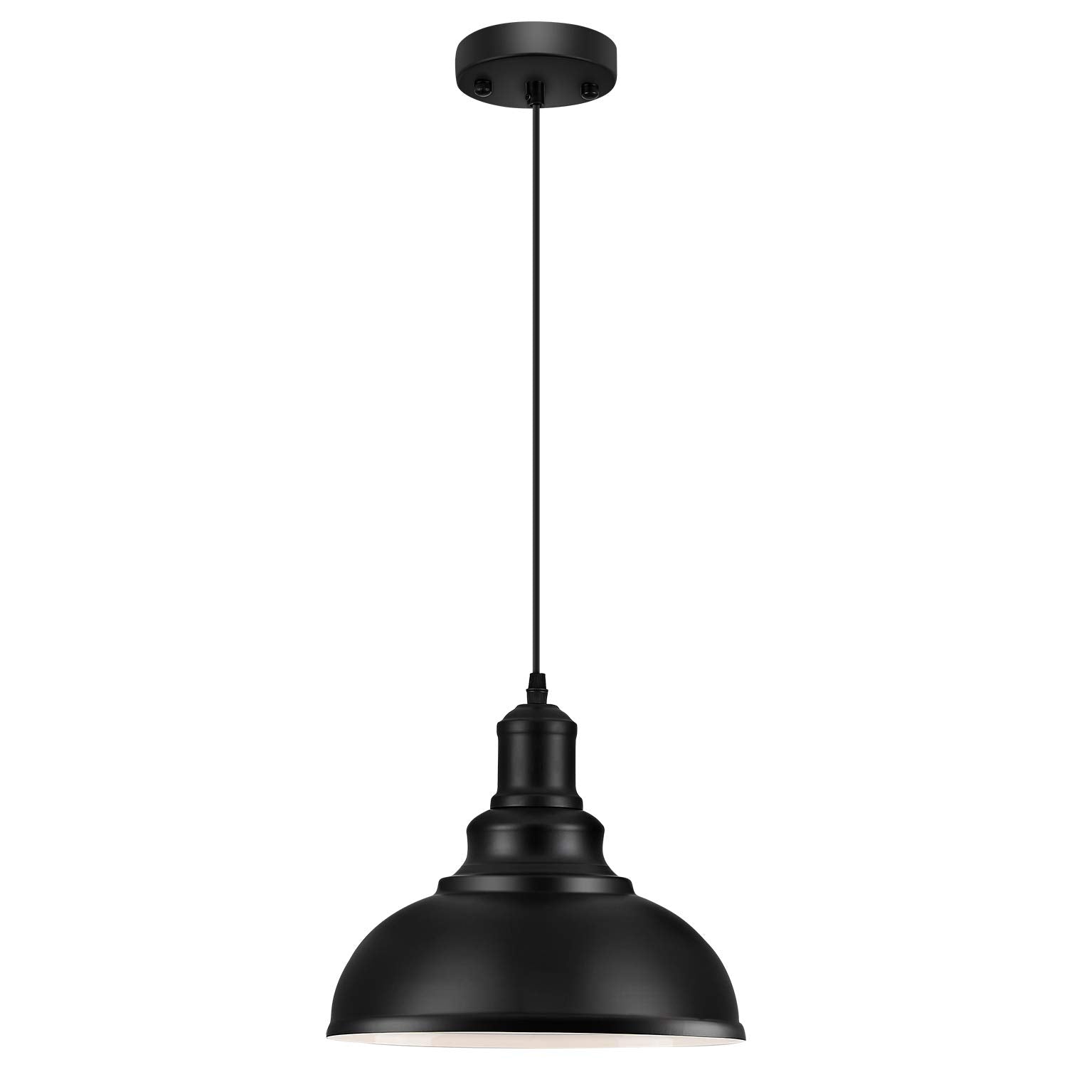 Pendant Lighting Vintage Industrial Fixtures, Black Metal Farmhouse Lights, Ceiling Lamp for Kitchen Home Island Dining Room Bedroom, 11.4 inches