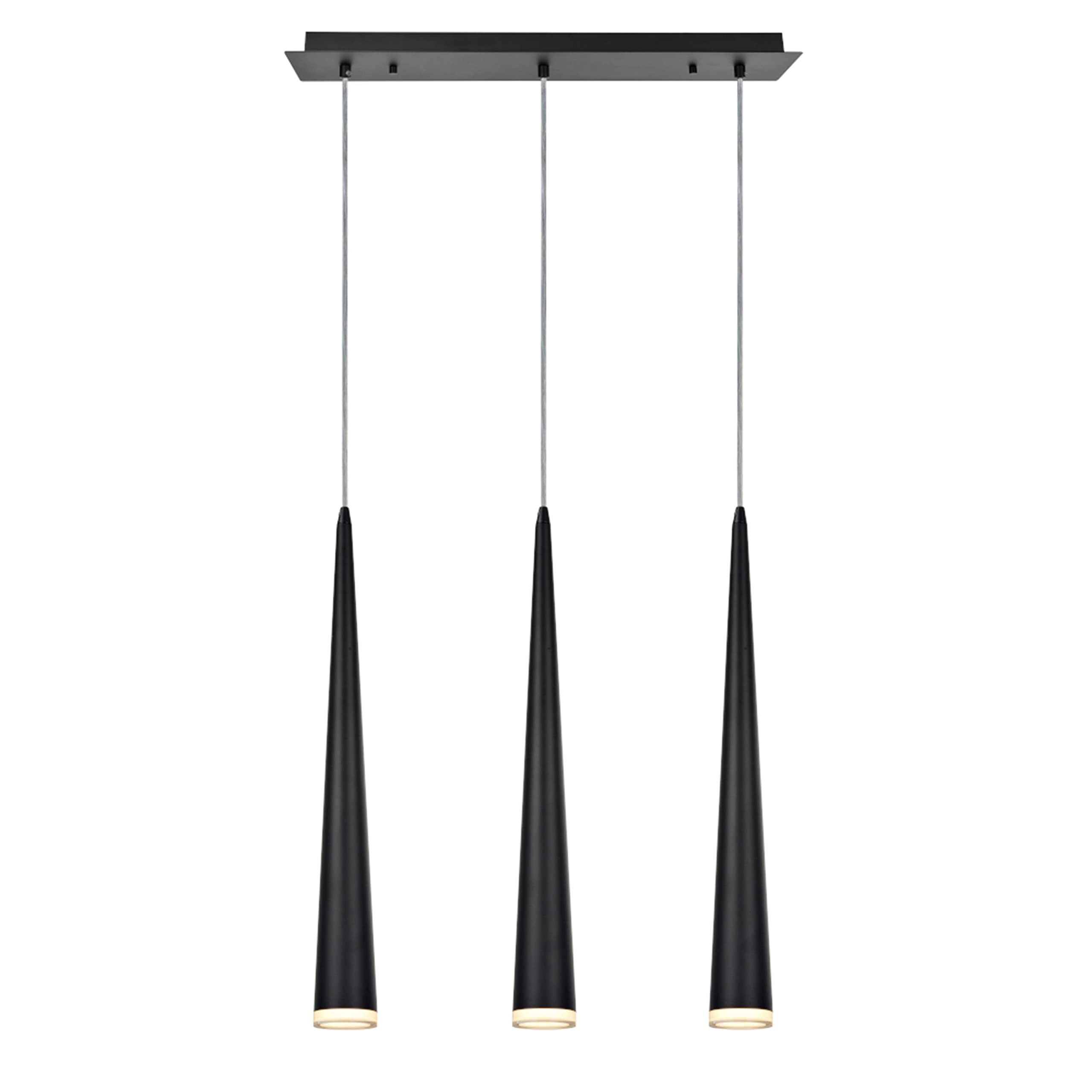 Brushed Nickel 61027 Adjustable LED 3 Hanging Pendant Ceiling Light, Contemporary Design Finish, Metal Shade, 23" Wide