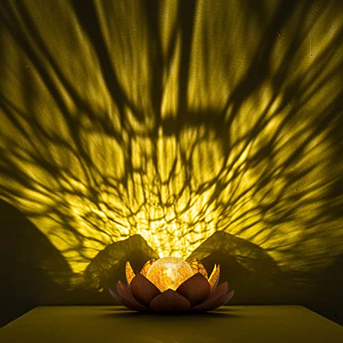 Solar Light Outdoor Waterproof Garden Light Metal Glass Decorative LED Lotus Flower Table Lamp