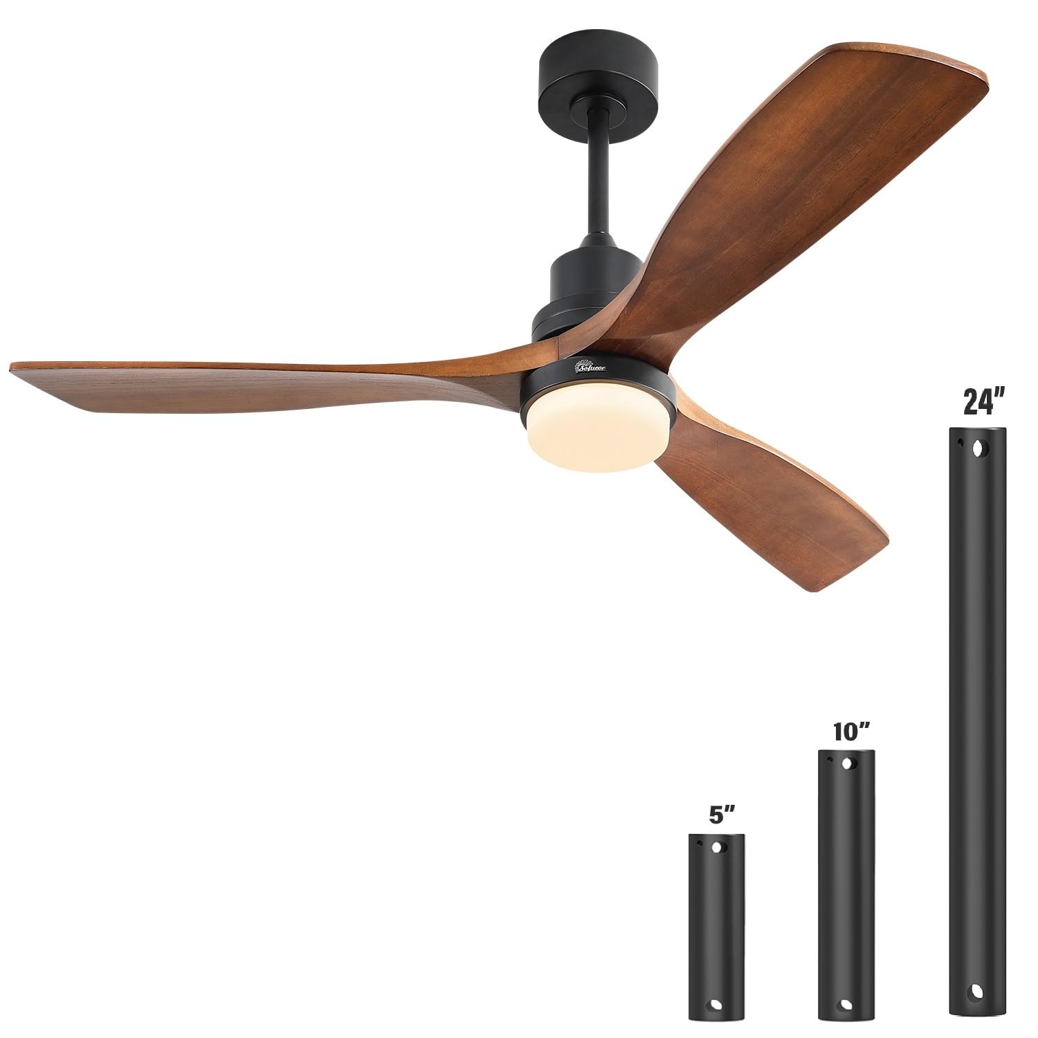 Low Profile Ceiling Fan With Lights Remote Control 52 Inch Flush Mount Ceiling Fan Modern Wood Blade Fan For Bedroom Living Room Indoor Outdoor Farmhouse Patio, Noiseless DC Motor