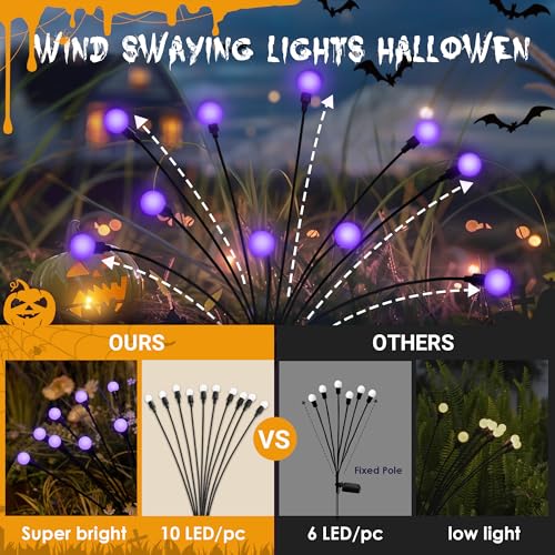 Solar Garden Lights, 20 LED Firefly Garden Lights Solar Outdoor, Solar Lights for Outside Sway by Wind,Solar Lights Outdoor Waterproof for Christmas Yard Patio Pathway Decoration (2 Pack)